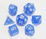 Frosted blue/white Polyhedral 7-die set