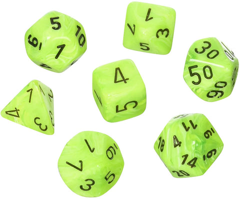Vortex bright green/black Polyhedral 7-die set