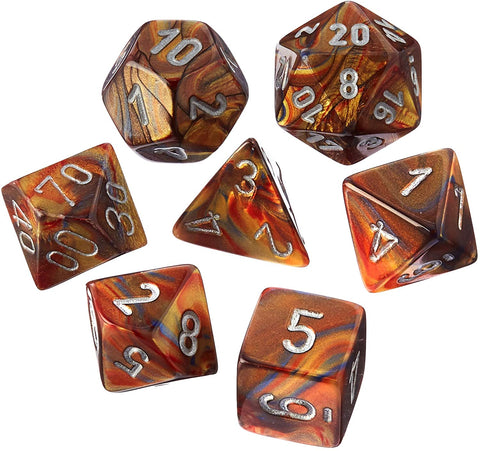 Lustrous gold/silver Polyhedral 7-die set