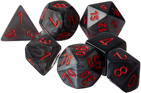 Velvet black/red Polyhedral 7-die set
