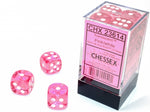 Translucent Pink w/ White - 16mm D6 Dice