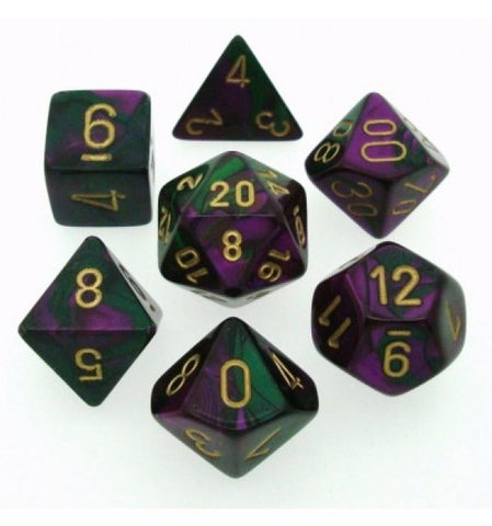 Gemini Green-purple/gold Polyhedral 7-die set
