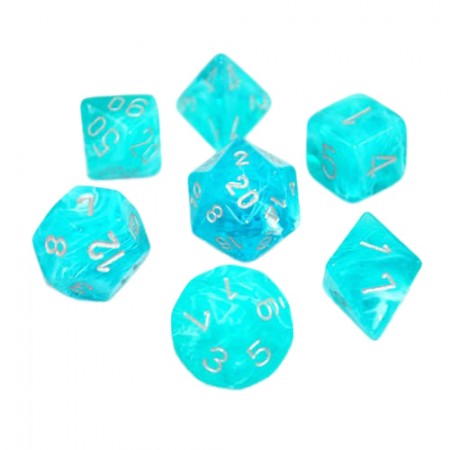 Cirrus aqua/silver Polyhedral 7-die set