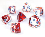 Gemini red-white/blue Polyhedral 7-die set