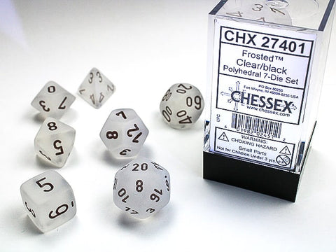 Frosted Clear/Black Polyhedral 7-die set