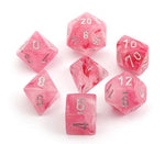 Ghostly Glow pink/silver Polyhedral 7-die set