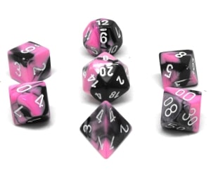 Gemini Black Pink/ White Polyhedral 7-die set