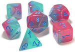 Gemini gel green-pink/blue Polyhedral 7-die set