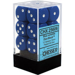 Opaque Blue w/ White - 16mm D6 Dice