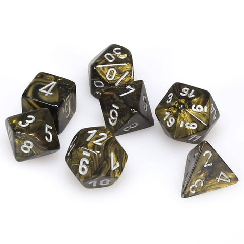 Leaf black gold/silver Polyhedral 7-die set