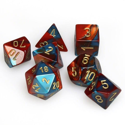 Gemini Red-teal/gold Polyhedral 7-die set