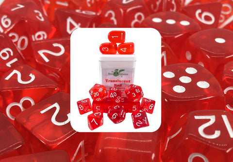 Roll 4 Initiative SET OF 15 DICE: TRANSLUCENT RED W/ WHITE ARCH'D4
