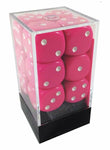 Opaque Pink w/ White - 16mm D6 Dice