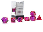 Gemini Translucent Red Violet w/ gold Polyhedral 7-die set Luminary