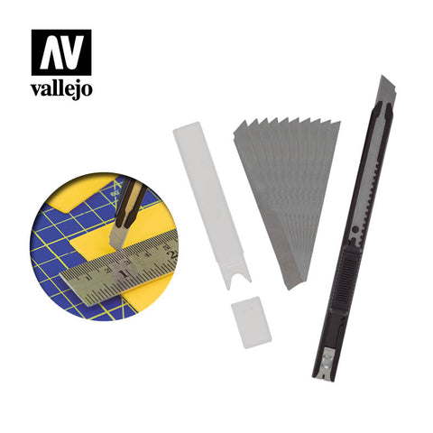 Vallejo Hobby Tools – Slim Snap-Off Knife w/ 10 Blades